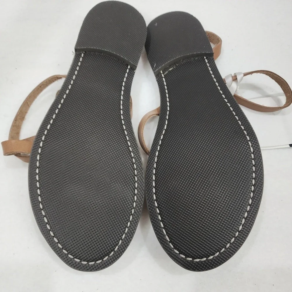 P.A.R.O.S.H. Womens Eu 41 Us 10.5 Thong Brown Leather Toe Loop Slip On Sandals